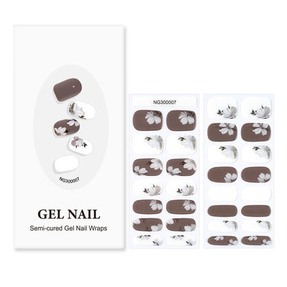 Semicured UV gel nail sticker kit White flower(32 pcs)