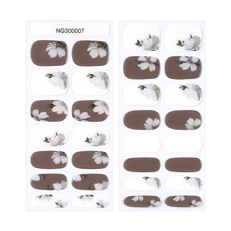 Semicured UV gel nail sticker kit White flower(32 pcs)