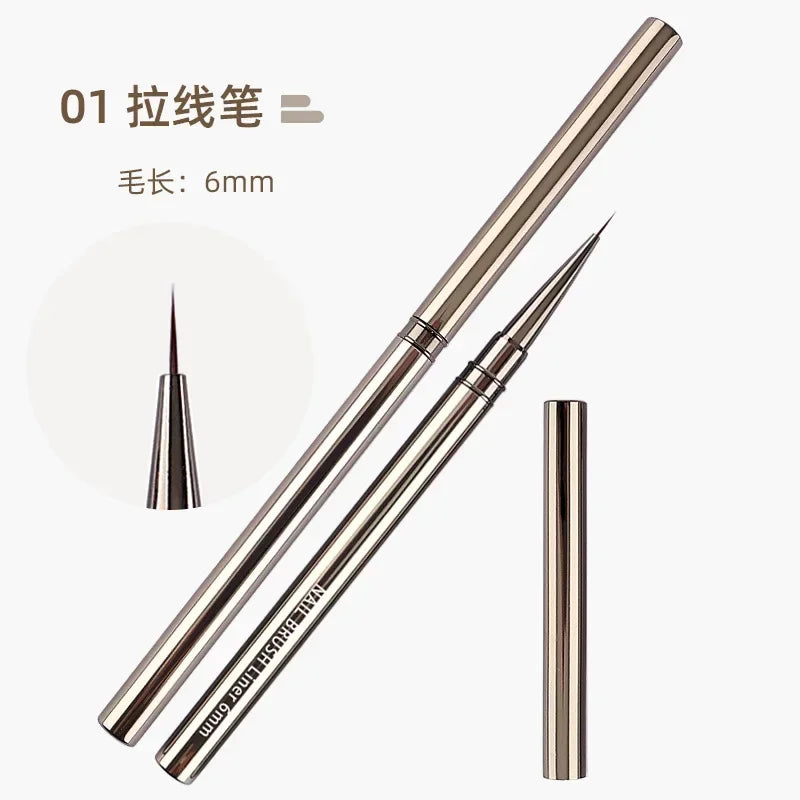 Nail Liner DIY Drawing Painting Flower Line Stripes Pen 6/9/12/15/18mm Metal Handle Nail Art Brush with Cover Nail Brushes