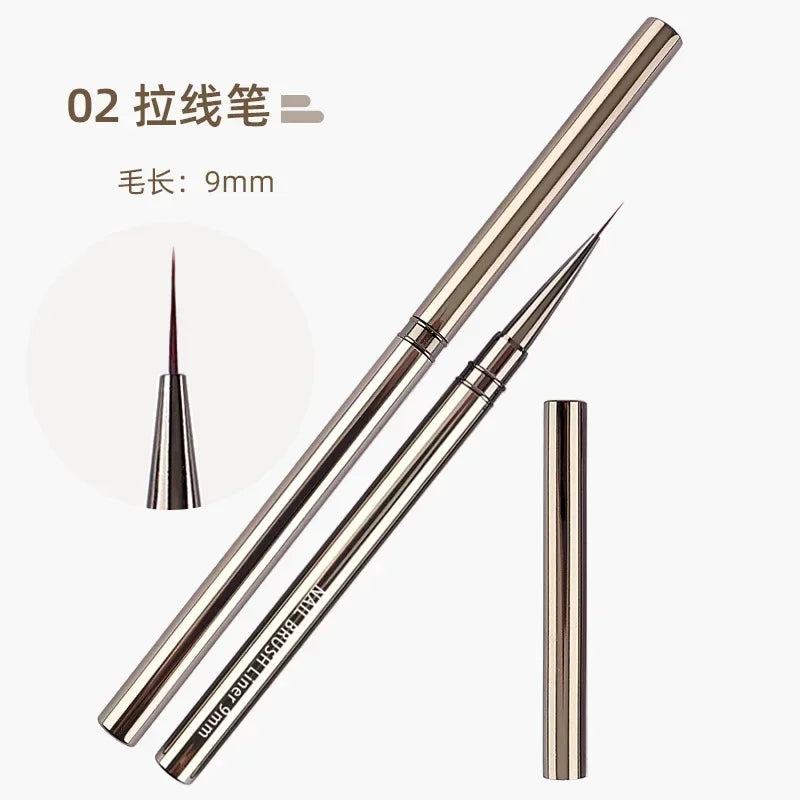 Nail Liner DIY Drawing Painting Flower Line Stripes Pen 6/9/12/15/18mm Metal Handle Nail Art Brush with Cover Nail Brushes