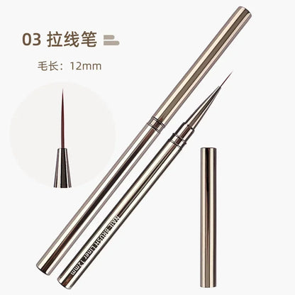 Nail Liner DIY Drawing Painting Flower Line Stripes Pen 6/9/12/15/18mm Metal Handle Nail Art Brush with Cover Nail Brushes