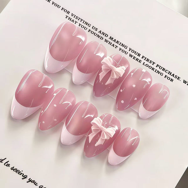 30 Pcs Pink French Dots