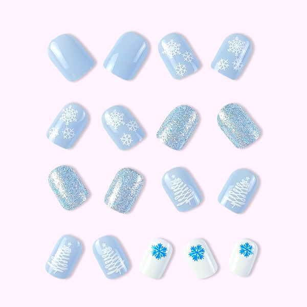 Blue and White Snowflake Nail Patch