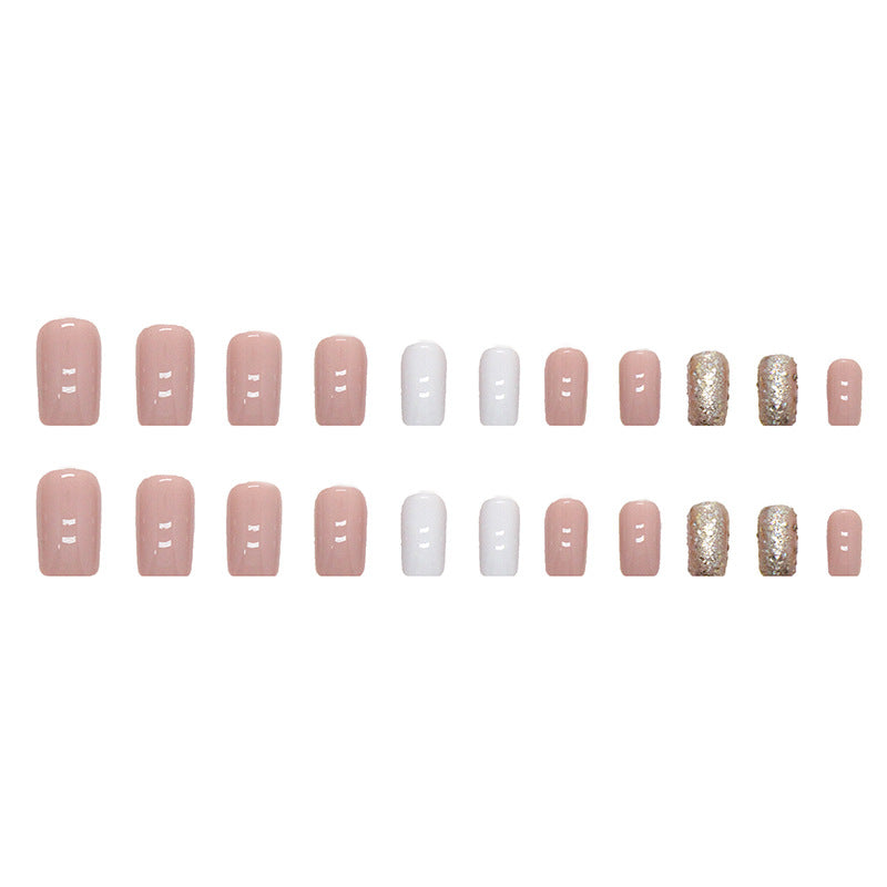 Champagne cream white false nail