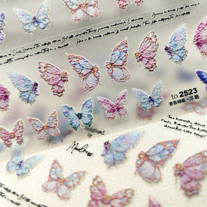 Gradient butterfly back glue nail stickers