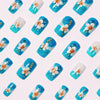 12 Sizes-24 Pcs Press On Nails Blue w-103