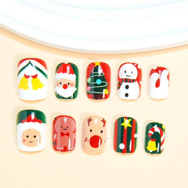 Santa Claus pine snowman manicure