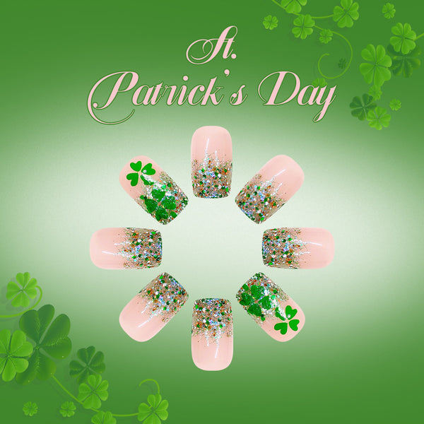 Ombre green glitter French