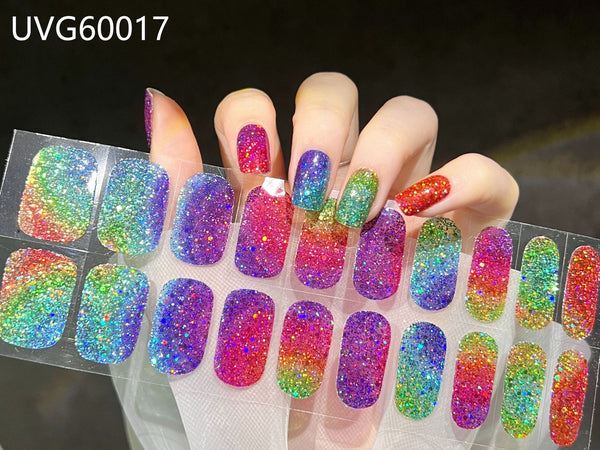 UV gel nail sticker semi-cured