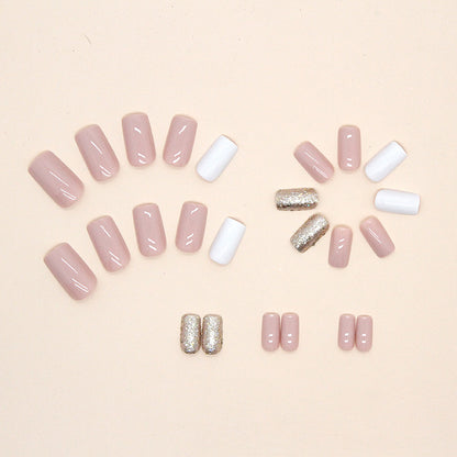 Champagne cream white false nail