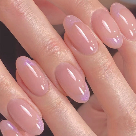 Aurora Pink Oval manicure