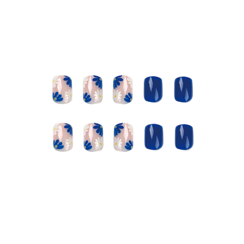 Blue and white flower nail patches