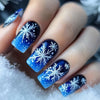 24pcs-set-press-on-nails blue snowflake