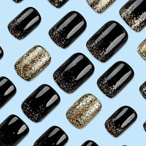 Golden glitter manicure