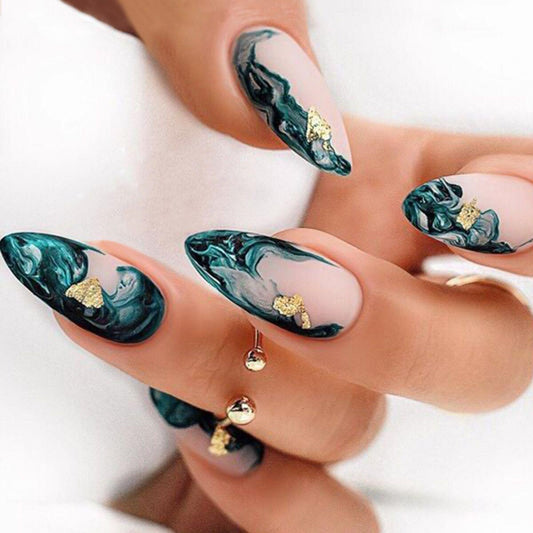 Green Halo Dye Droplet Nail