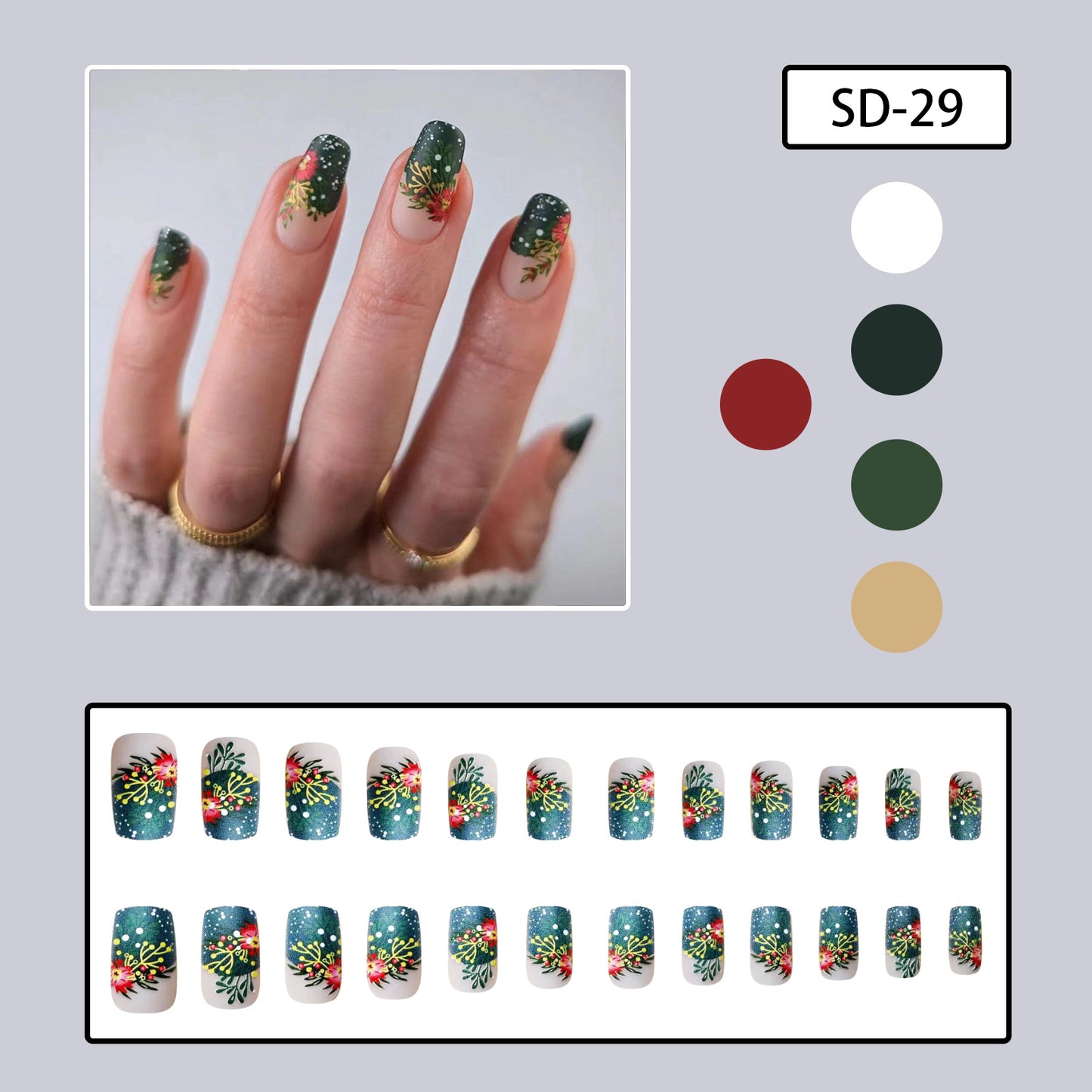 Snow flower green nail