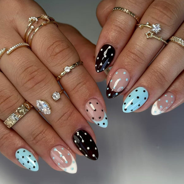Blue brown polka dot