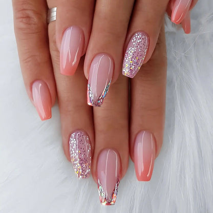 Gradient sequin fake nails