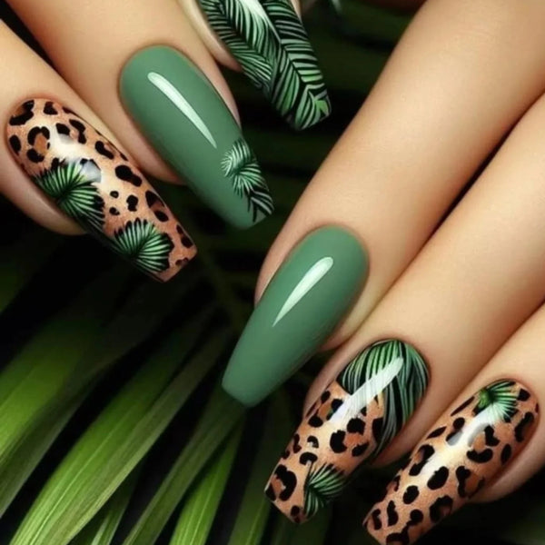 Green leopard print