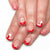 Short square red white snowflake nails