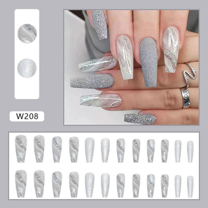 Gray white marble pattern nail plate