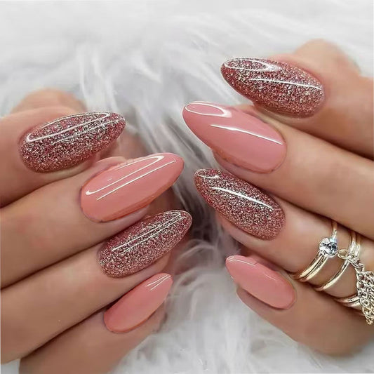 Shiny glitter false nails