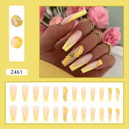 Yellow Long Ballet Diamond Wearing nail