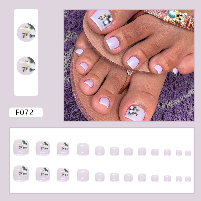 Diamond sparkle ins-style fake nails pedicure F072