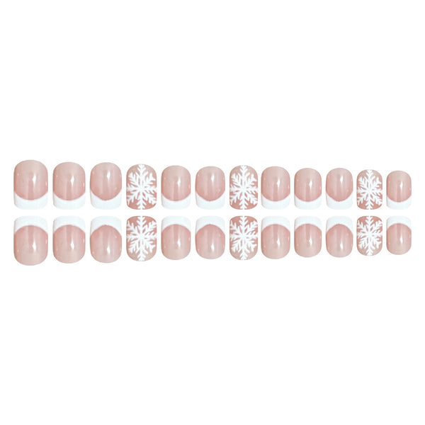 24pcs/Set Press On Nails JB994 French snowflake