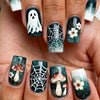 Dark green ombre ghost mushroom floral spider web