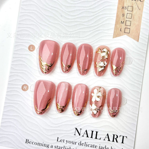 30 pcs cherry blossom gilt peach powder cat eye