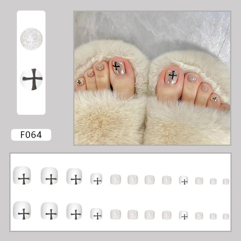 Diamond sparkle ins-style fake nails pedicure F064