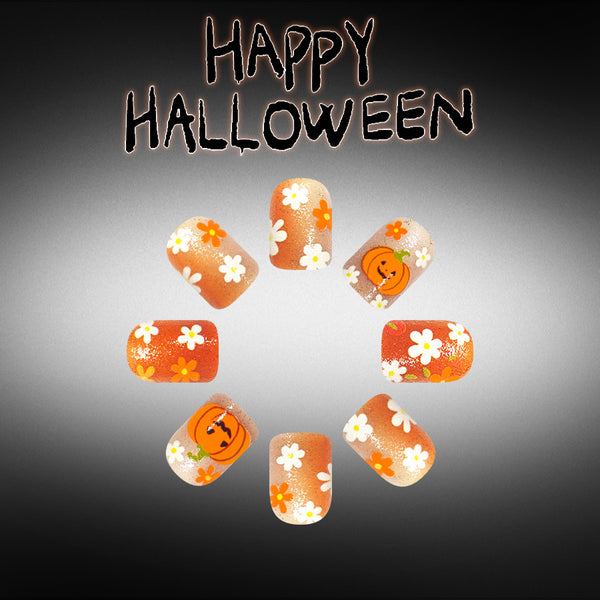 Orange glitter flowers cute pumpkin