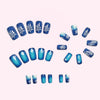24pcs/Set Press On Nails White and Navy