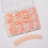240 Pcs Glitter French white edge manicure short almond nail
