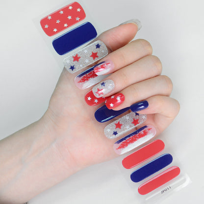 Semicured UV gel nail sticker independence day