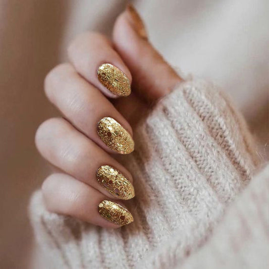 Explosive golden light therapy fake nails