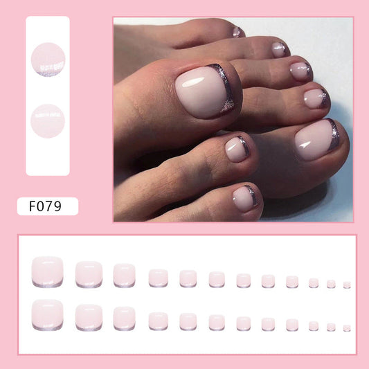 Diamond sparkle ins-style fake nails pedicure F079