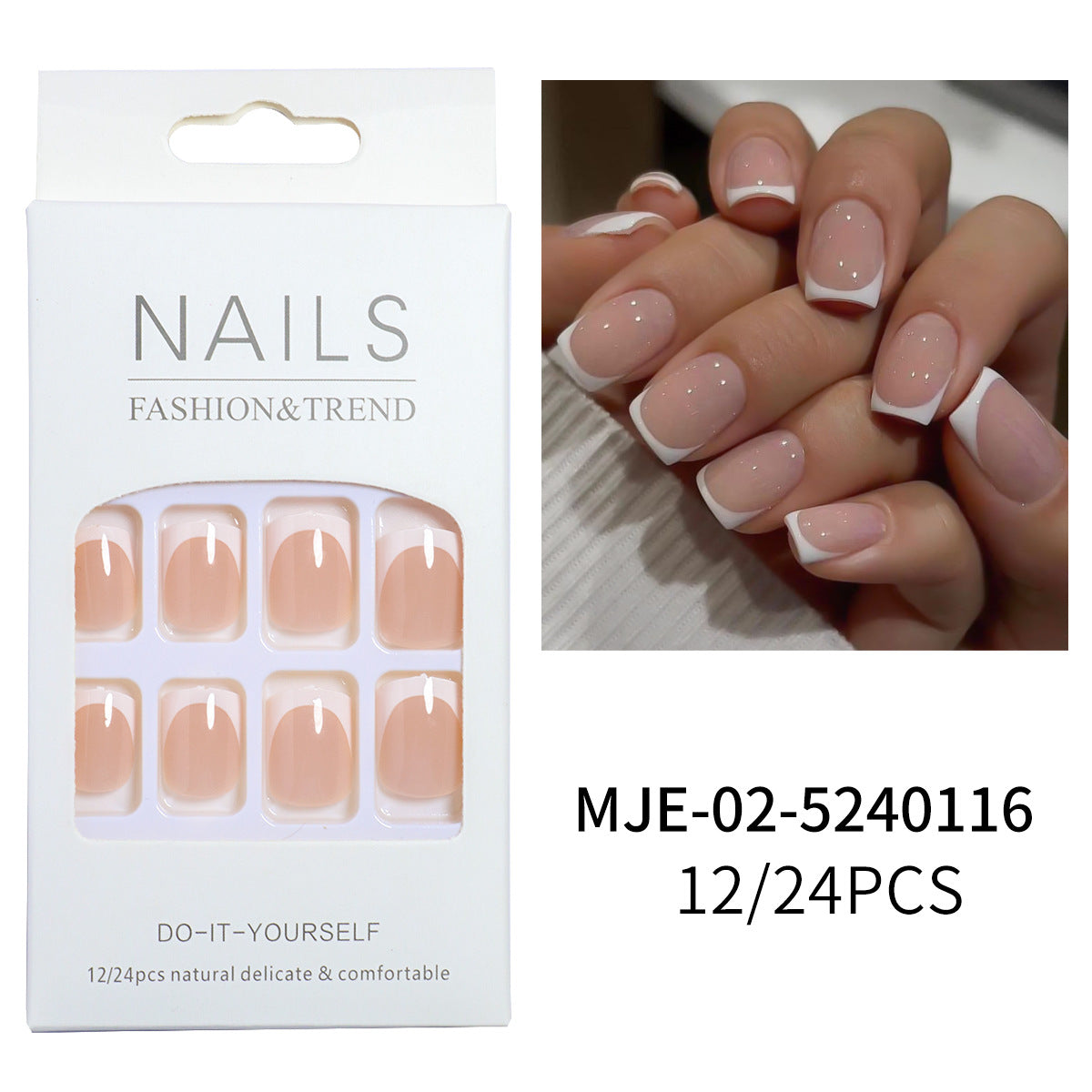 Minimalist short French fake nails