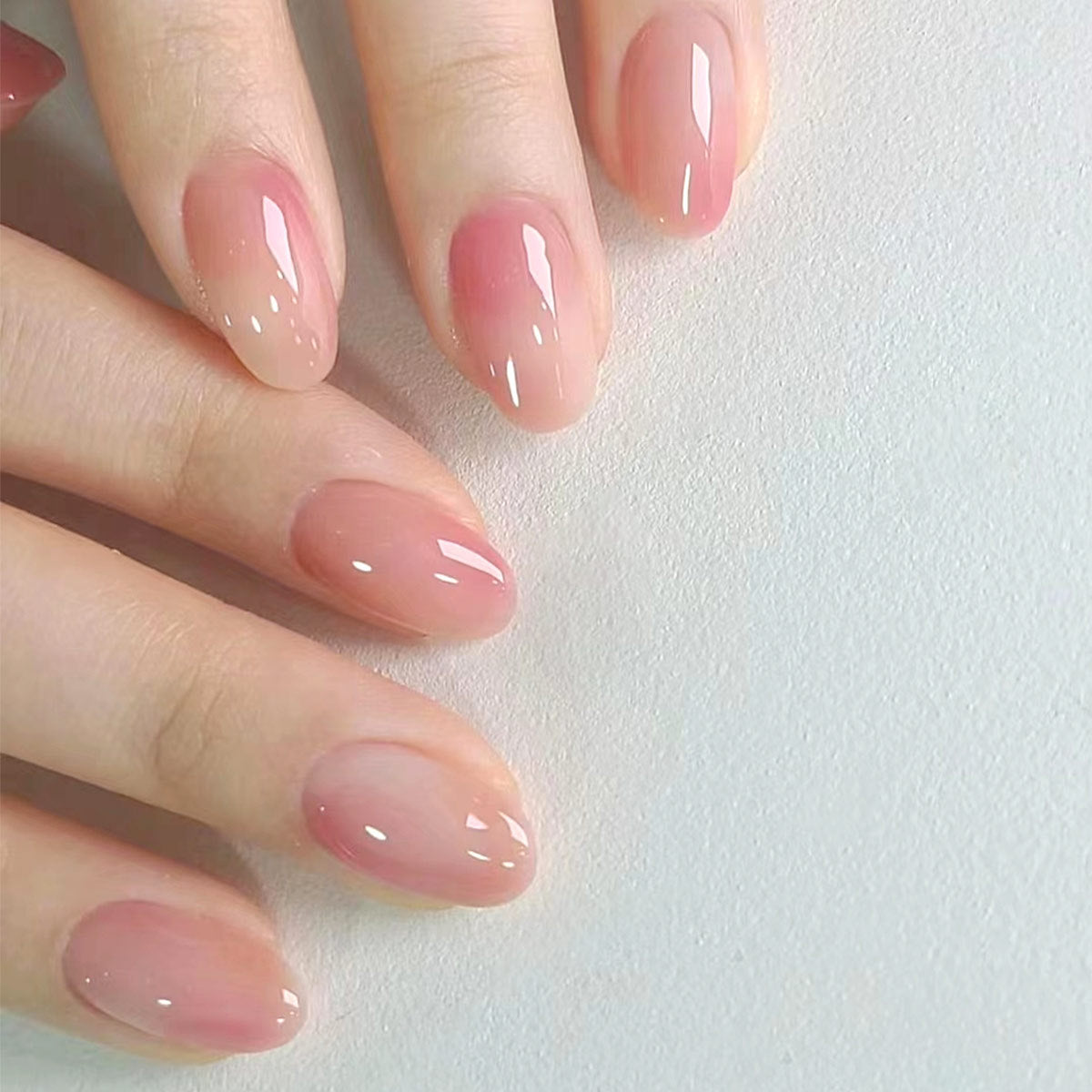 Nude Pink Gradient Halo Nail Enhancement