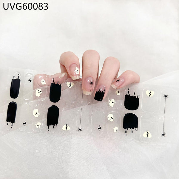 UV gel nail sticker semi-cured