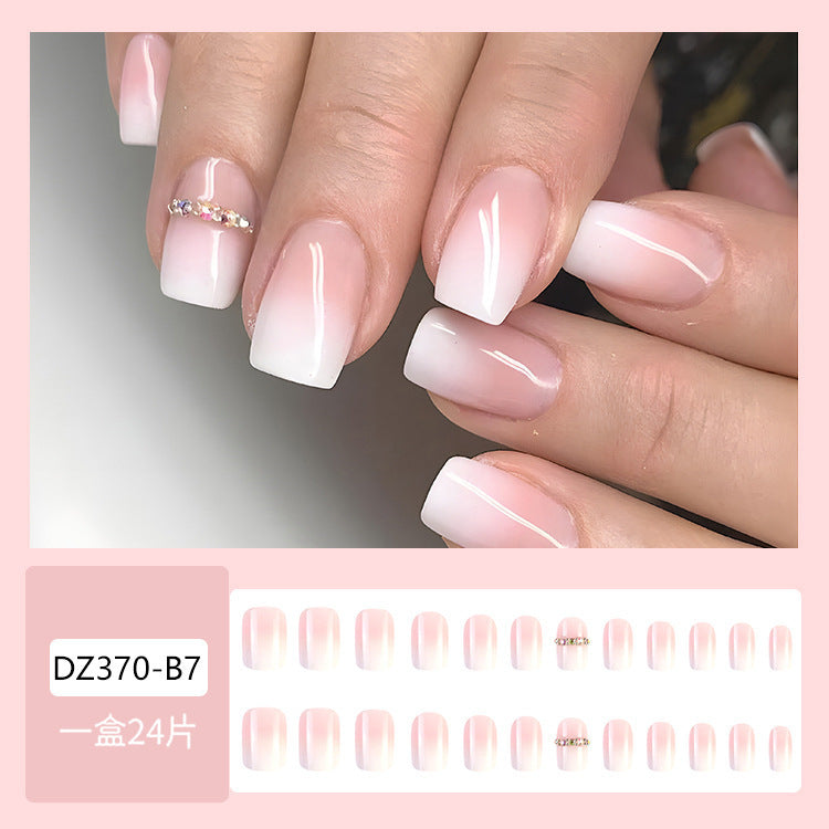 Simple White Edge Jelly Powder Nail Patch