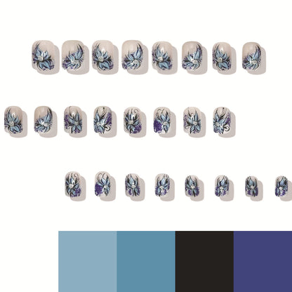 Romantic blue enchantress flower press on nail