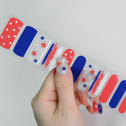 Semicured UV gel nail sticker independence day