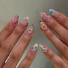 30pcs 3D Flower Super Short Almond French