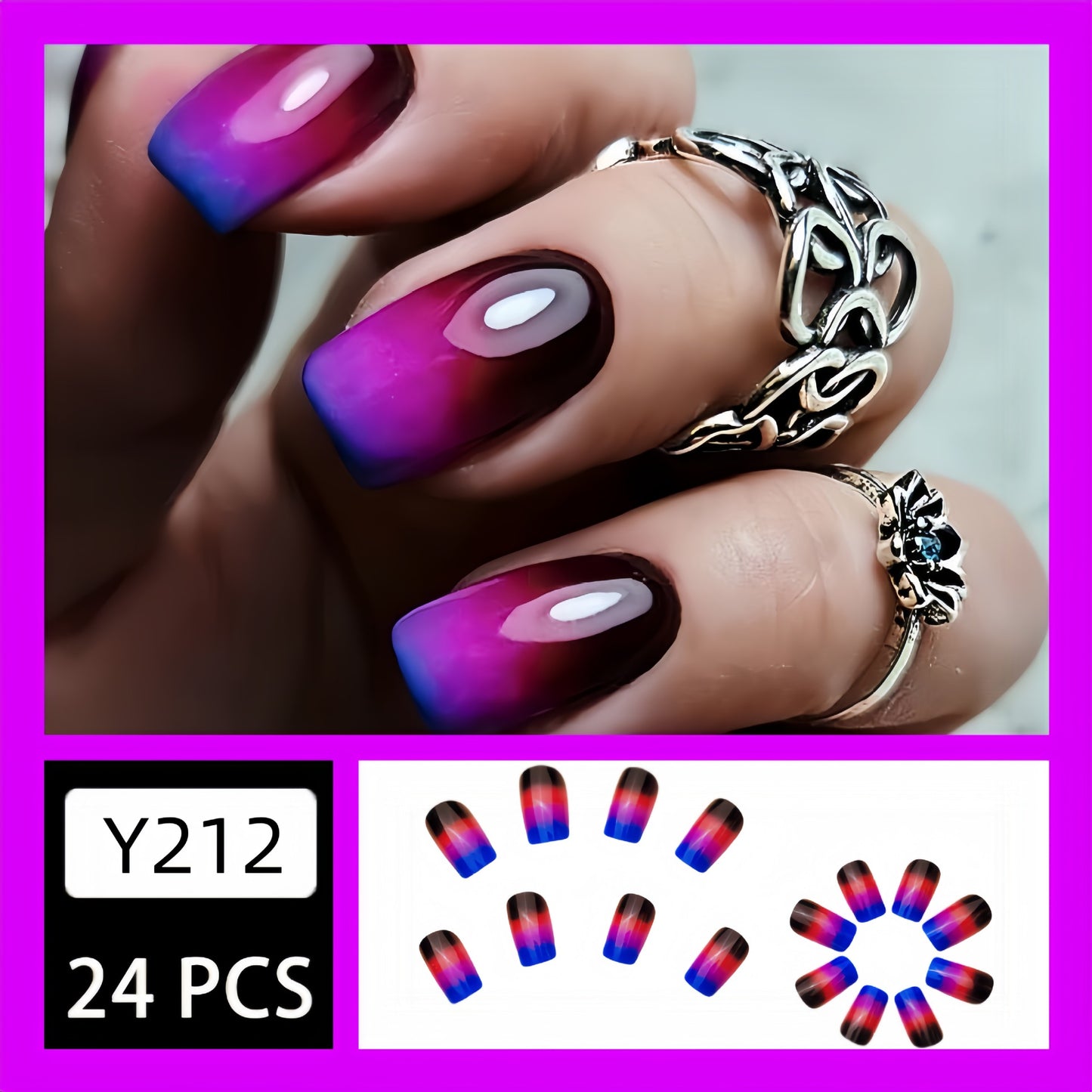 24pcs/Set Press On Nails Y212