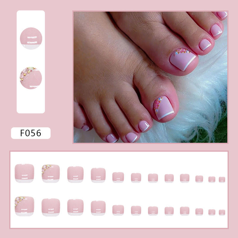 Diamond sparkle ins-style fake nails pedicure F059