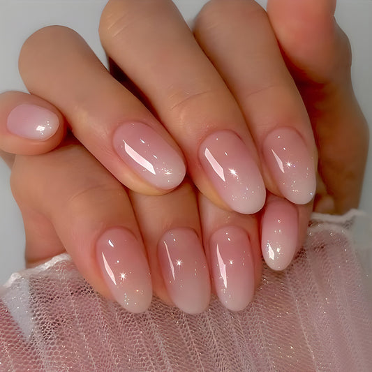 Pink and white gradient manicure