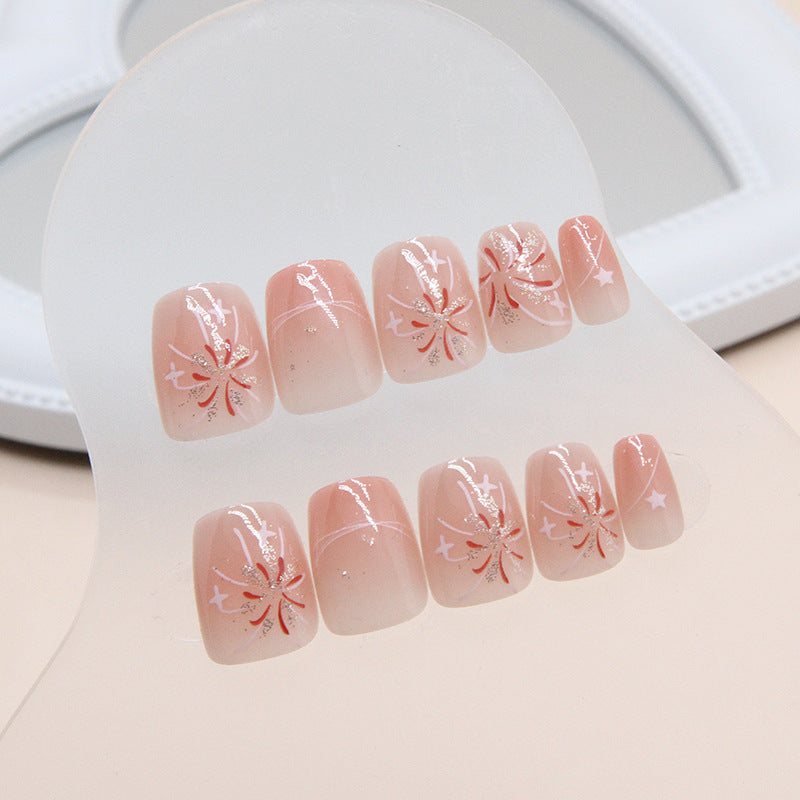 Blush manicure fireworks