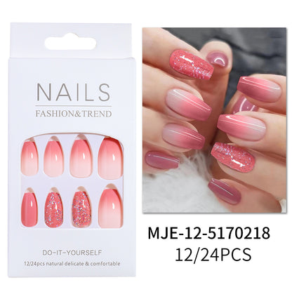 Gradient nude pink short ballet manicure